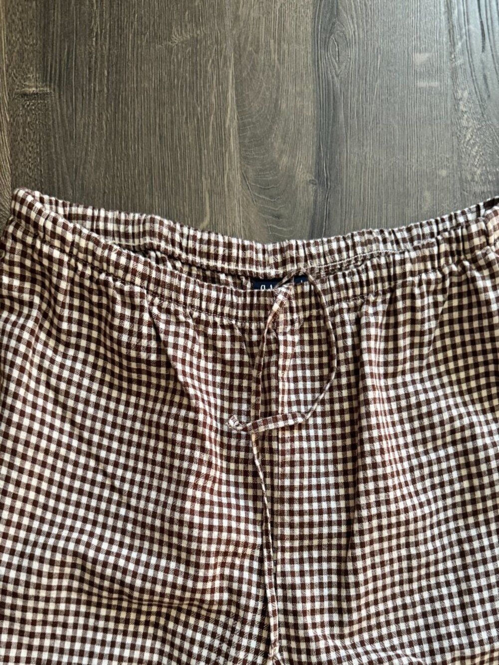GAP Linen-Blend Easy Wide-Leg Pants Brown Plaid Size L - Picture 5 of 5
